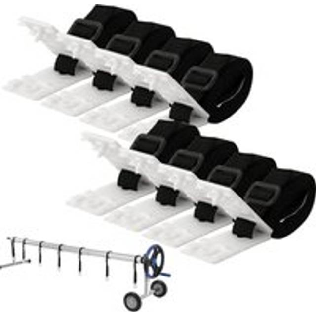 Alwaysh - Solar Pool Cover Reel Fixing Kit with 8 Adhesive Nylon Straps and Tabs, 8 Cord Plates, 8 Buckles