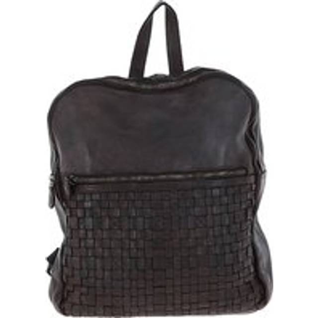 Womens 'Senza Tempo' Woven Leather Vintage Wash Backpack - Brown - One Size