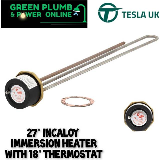 Tesla Titanium Immersion Heater & Stat Incoloy Pocket 27 inch - 2 1/4" Boss