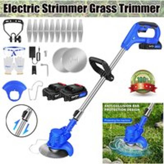 Electric Cordless Power Grass Trimmer Strimmer Garden Edger Cutter w 2 Battery