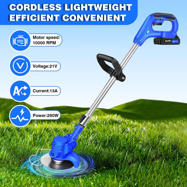 (1 Battery) Cordless Grass Trimmer, Garden Strimmer/Edger with Battery Blades Electric Weed Cutter for Trimming Weeds Flower Trees