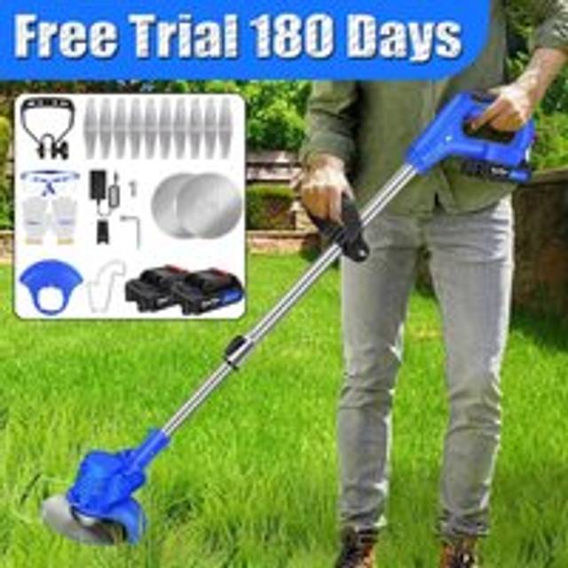 2024 Garden Cordless Grass Strimmer Trimmer Lawn Cutter 21V 2 Battery Power Li-ion