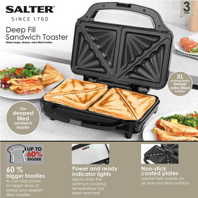 Salter XL Sandwich Toaster Panini Press Electric Toastie Non-Stick