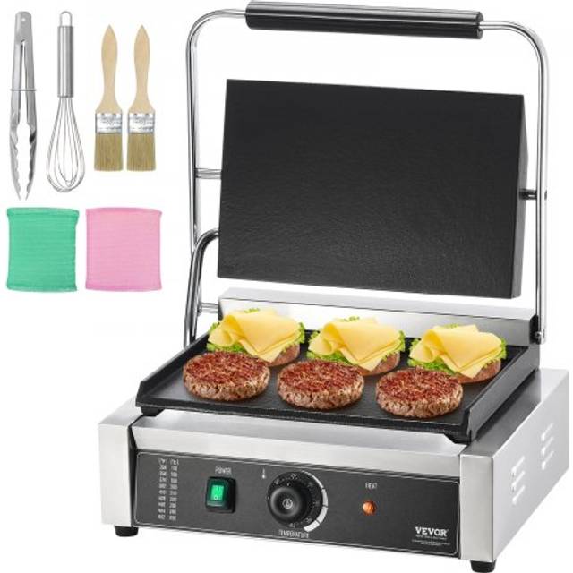 VEVOR Kommersiell Panini Press Grill Smörgåsmaskin Stekplåt 34x23 cm