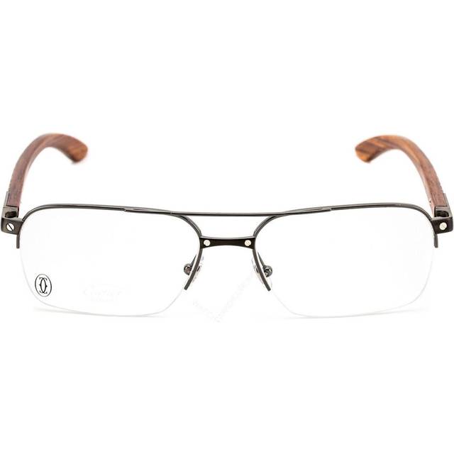 Cartier Santos Titanium Wood Marquetry Men's Optical Glasses EYE00055 - Single Color - Standard