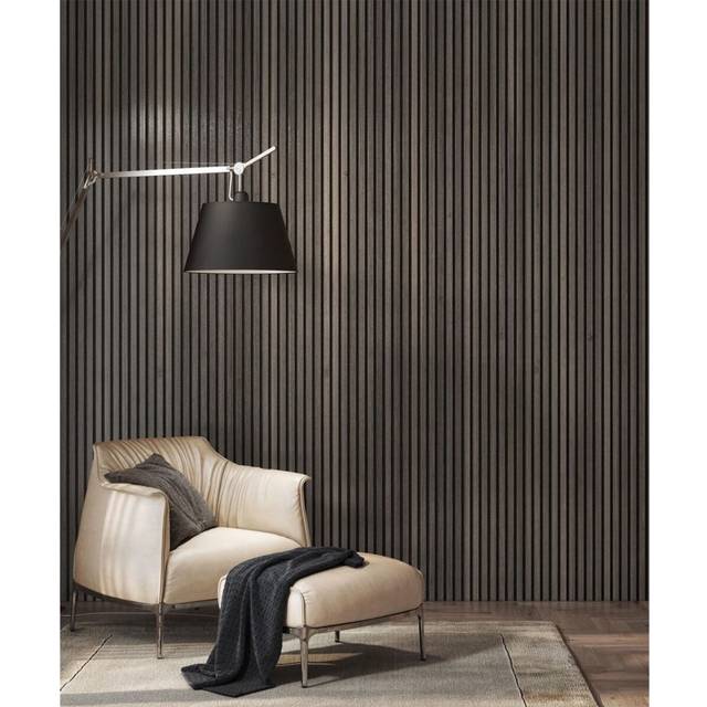 (Smoked Oak) Acoustic Slat Wall Panelling 2400 x 600mm
