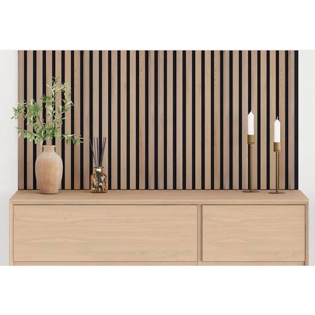 vidaXL Acoustic Wall Panels 2 pcs Slatted 60.5x60 cm Oak Veneer - Brown