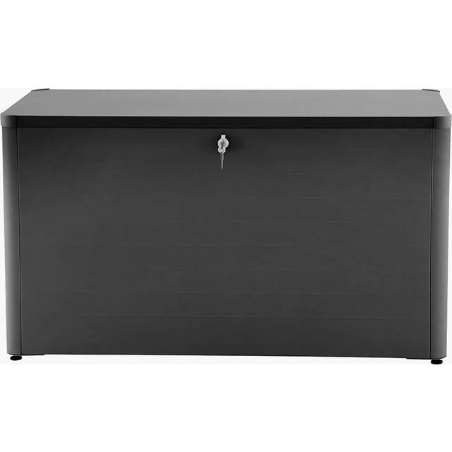 Pacific Lifestyle Rhode Island 134cm W Galvanised Steel Lockable Deck Box with Wheels - Black (78cm H X 134cm W X 62cm D)