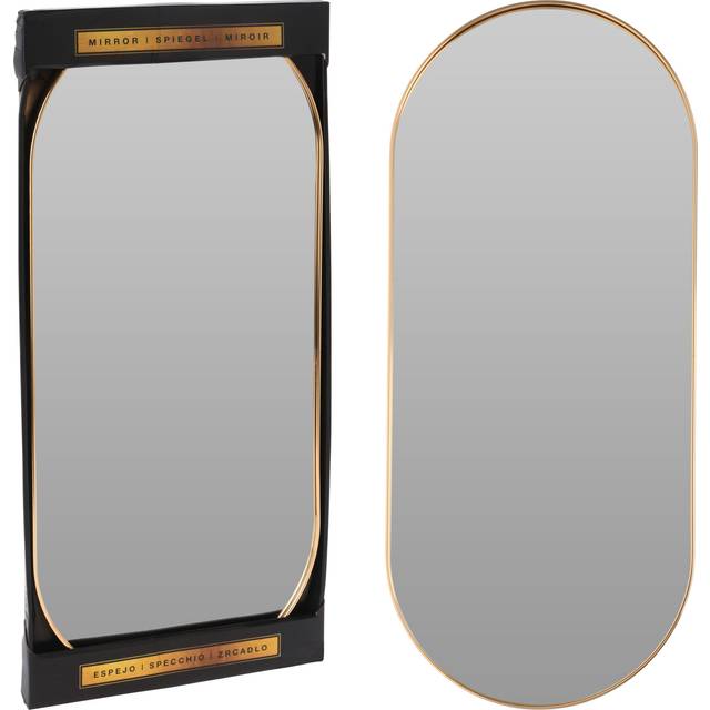 Elegant Oval Wall Mirror with Gold Metal Frame