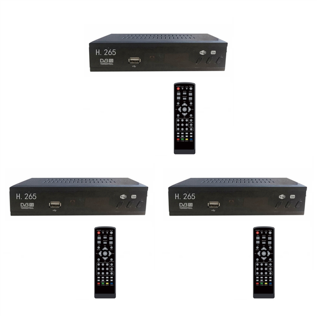 3X DVB T2 HEVC 265 Digital TV Tuner DVB-T2 1080P HD Decoder Terrestrial USB Receiver EPG, EU Plug