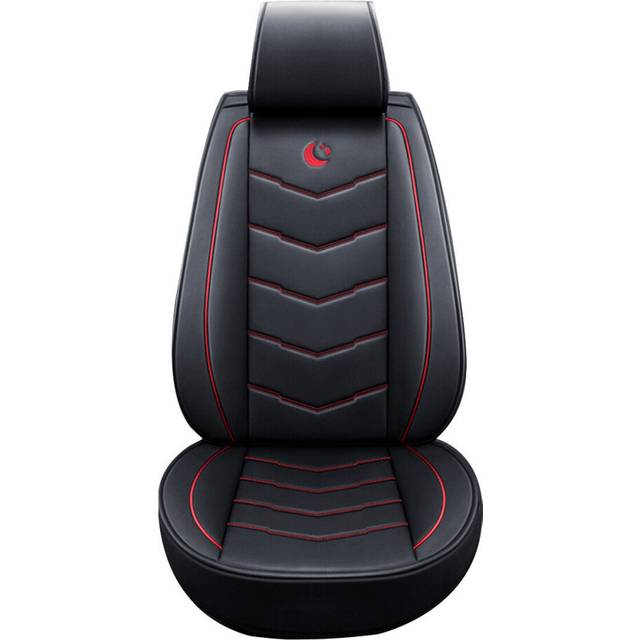 (Black & Red) Universal Car Front Seat Cover Chair Cushion Pad Mat Protector W/ Headrest Cover