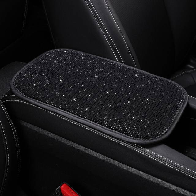 (Armrest Pad) Universal Steering Wheel Cover Sparkle Luxury Bling Bling Rhinestone Diamond Car Accessories Decor