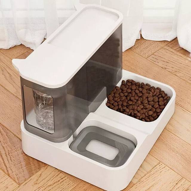 2 in1 feeder food water dispenser bowl automatic dog cat bottle pet self feeding