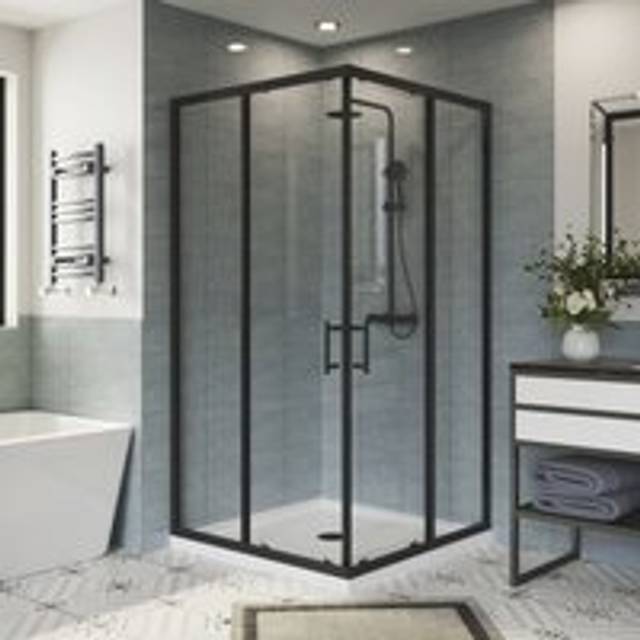 Square Corner Entry Enclosure Matt Black 900x900 - Aquariss