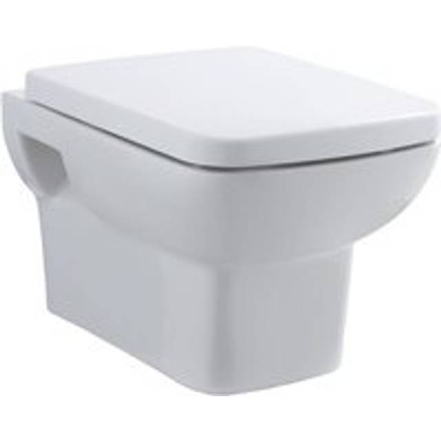 Alba Square Wall Hung Ceramic Toilet Pan & Soft Close & Seat, 400mm - Balterley