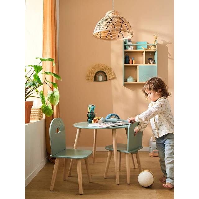 Wooden Chairs & Table Set, Rainbow sage green