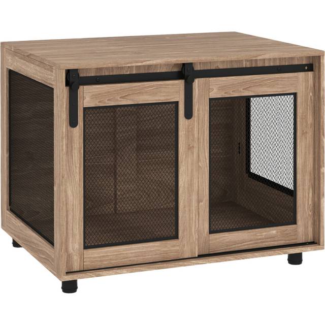 Dog Crate Furniture w/ Sliding Door, 80 x 58.5 x 63cm, Walnut Brown - M