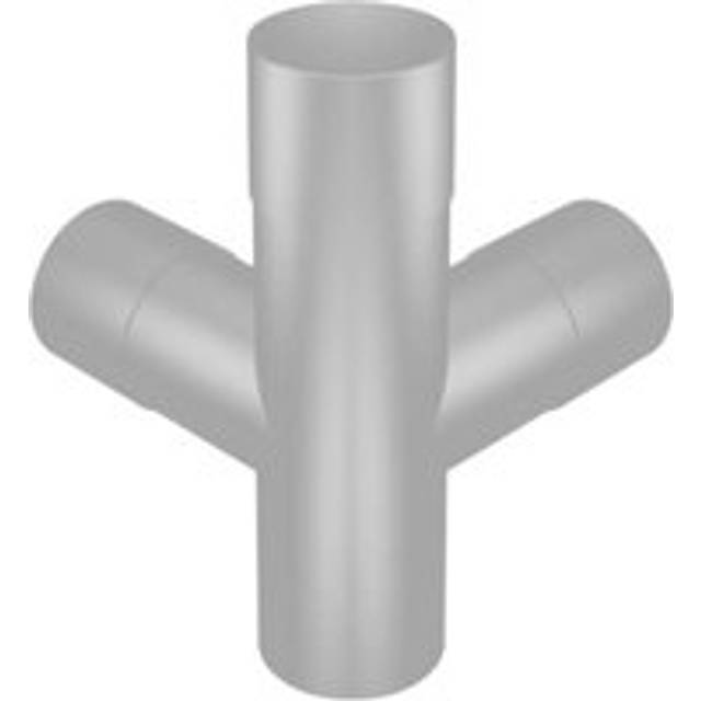 Aluminium Round Swaged Downpipe Double Branch - 92.5 Degree x 76mm PPC Finish