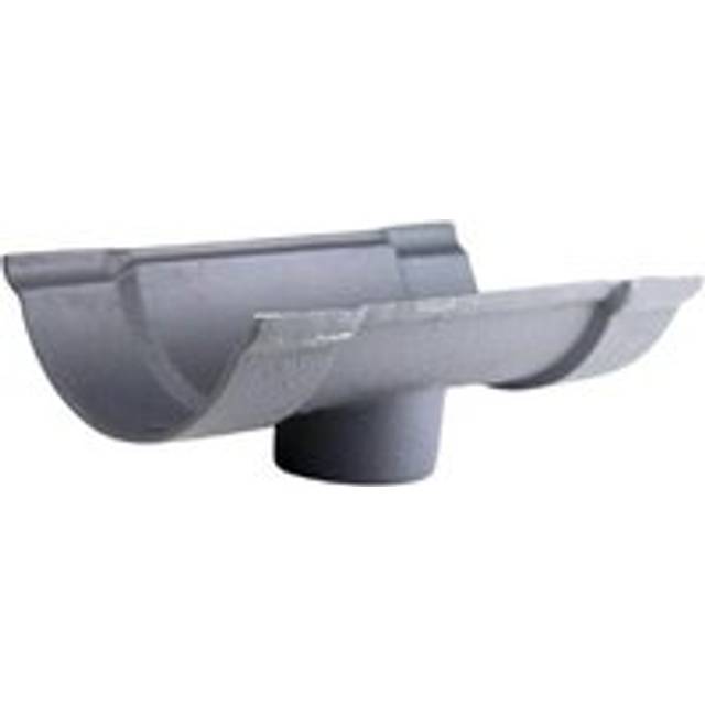 Cast Iron Beaded Half Round Gutter Running Outlet - 100mm for 75mm Downpipe Primed