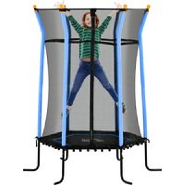 HOMCOM Kids Trampoline Mini Bouncer with Enclosure Safety Net For Ages 3-10 Years - Blue