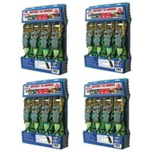 4 x Faithfull Ratchet Tie Down Straps Set 4 Piece - 5 metre x 25mm Weatherproof