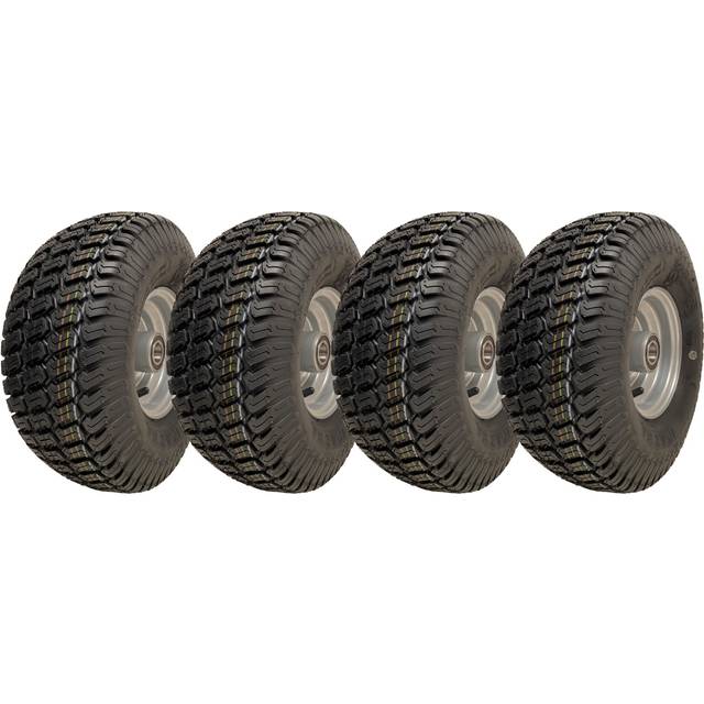 15x6.00-6 Grass Lawnmower Wheels 4ply P332 Tyre on Rim 25mm Bearings (Set of 4)