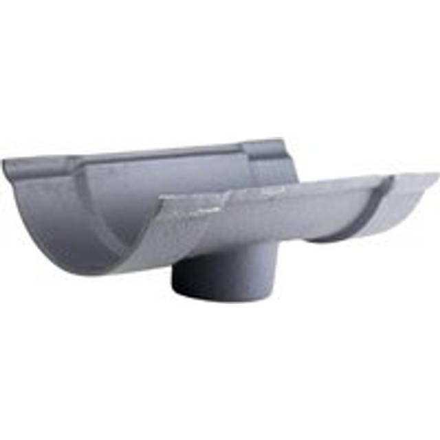 Cast Iron Beaded Half Round Gutter Running Outlet - 100mm for 65mm Downpipe Primed
