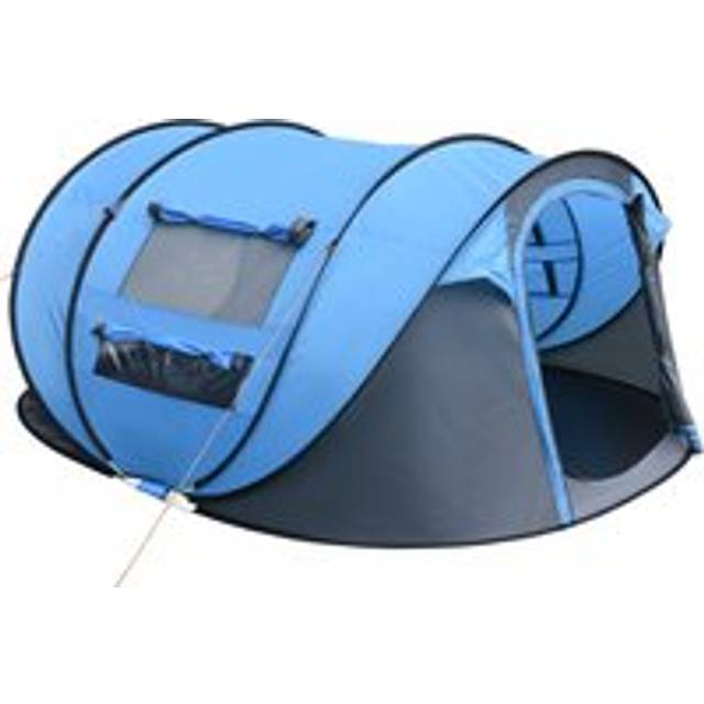 4-5 Person Pop-up Camping Tent Waterproof Family Tent w/ 2 Mesh Windows & PVC Windows Portable Carry Bag for Outdoor Trip Sky Blue