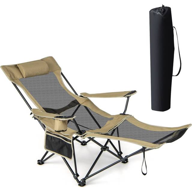 Portable Lounge Chair Folding Camping Chair for Fishing With Headrest