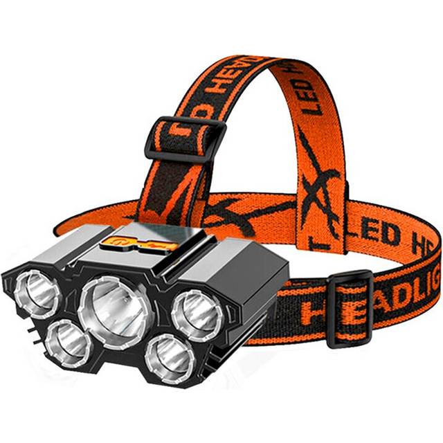 (I Packing) 5LED with Built-in 18650 Battery USB Rechargeable Portable Flashlight Lantern Headlamp Outdoor Camping Headlight Headlamps