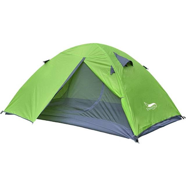 (Green) Backpacking Tent 2 Person Aluminum Pole Lightweight Camping Tent Double Layer Portable Handbag for Hiking Travelling