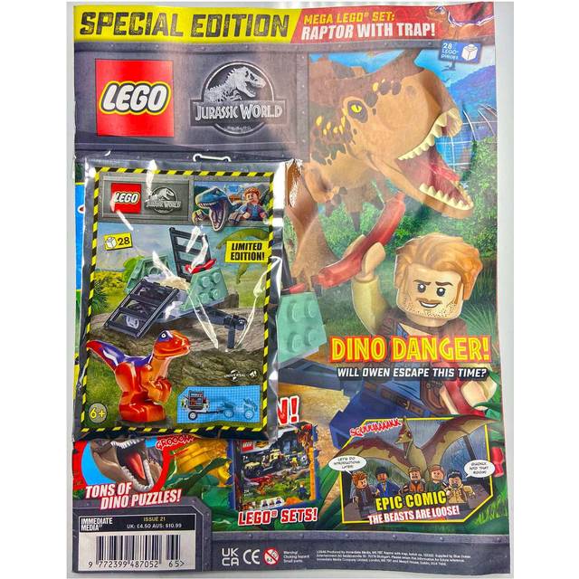 LEGO Jurassic World Magazine Issue 21 with Raptor and Trap Foil Pack Set 122222
