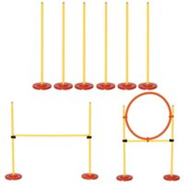 Pawhut Portable Pet Agility Training Obstacle Set For Dogs W/ Adjustable High Jumping Pole