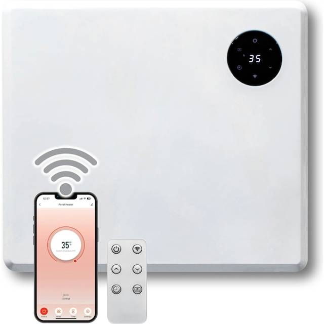 Purus 600W Electric Panel Heater Timer & Thermostat, White