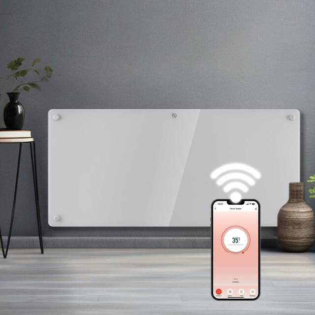 Futura 2000W White Glass Electric Panel Heater Wifi Wall Mounted, White
