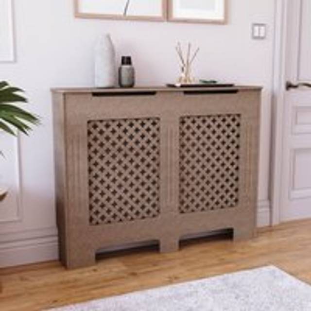 Home Discount - Oxford Radiator Cover mdf Modern Cabinet Grill, Unfinished, Medium