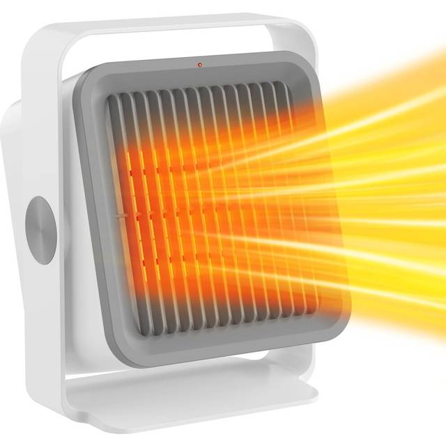 Space Heater, Desk Heater with 600W, 45Ã Adjustable Angle, Tip-Over & Overheat Protection, Dual Heat Settings, Small Electric Heater