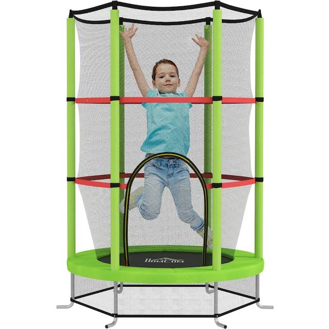 HOMCOM Kids Trampoline, with Enclosure Net, Steel Frame, for Ages 3-6 Years - Green