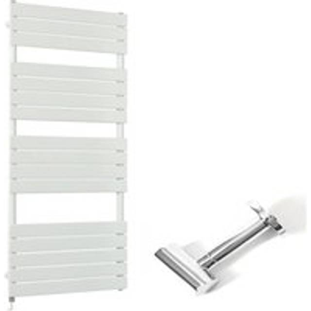 Milano Lustro Electric - Modern White Flat Panel Heated Towel Rail Radiator with Simple Heating Element and Cable Cover - 1500mm x 600mm