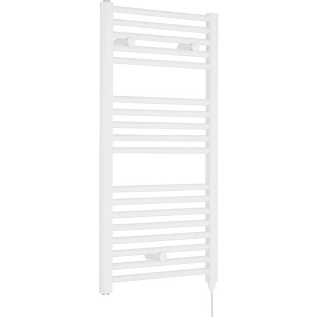 Electric Vertical Round Towel Rail with 18 Rails - 920mm x 480mm - 500 Watt - Gloss White