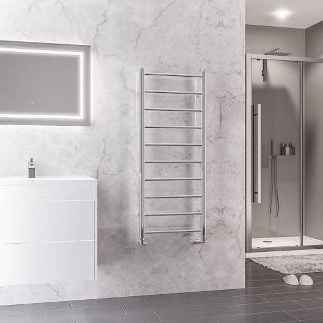 Eastbrook Tuscan Round Straight Towel Radiators - Chrome - Various Sizes - 1200mm x 500mm