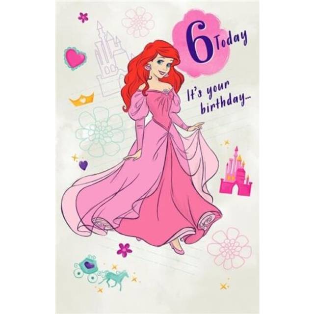 Disney princess ariel 6th birthday card daughter sister granddaughter niece