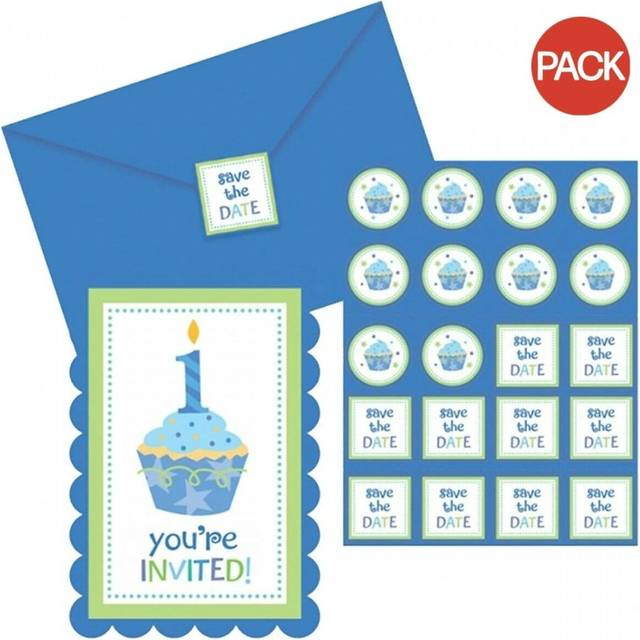 Amscan Cupcake 1st Birthday Invitations (Pack of 24)