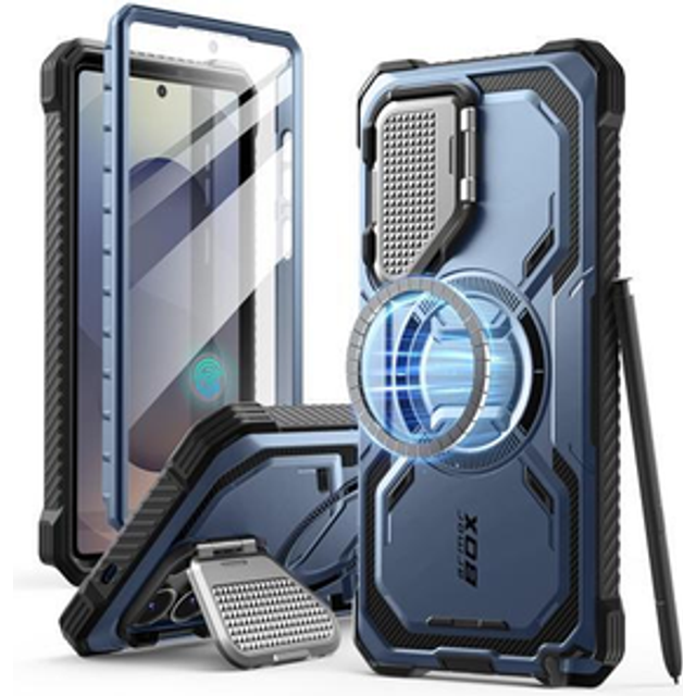 i-Blason Armorbox Fodral för Samsung Galaxy S25 Ultra med Kameraskydd, Magnetiskt Hållbart Fodral, Skärmskydd och Stöd för S25 Ultra (Blå)