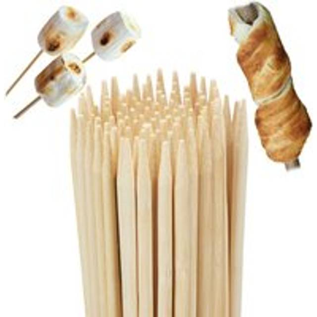Bamboo skewers, 100 kebab sticks, 90 cm extra-long wooden bbq skewers, chicken skewers ø 7 mm, natural finish - Relaxdays