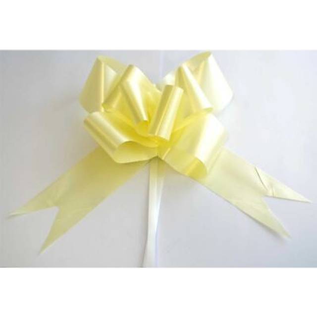 Shatchi - 10 Pcs 30mm Light Yellow Pullbow Ribbon Gift Wrapping