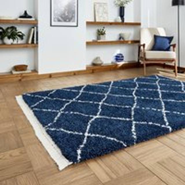 Boho 5413 Shaggy Rug Navy - Blue