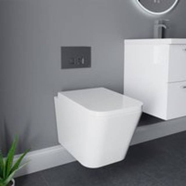 Wholesale Domestic Devon Wall Hung Toilet with Soft Close Seat including Frame and Concealed Cistern with Polished Chrome Flush Plate | White | ABS | 820mm