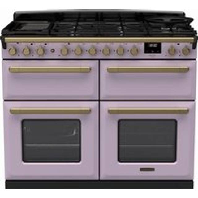 Rangemaster Estel Deluxe ESDLB110DFPHTH/AB1 110cm Dual Fuel Range Cooker with Gas Hob - Heather / Antique Brass - A/A Rated