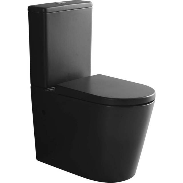 Matt Black Close Coupled Toilet Rimless WC Back to Wall Comfort Height
